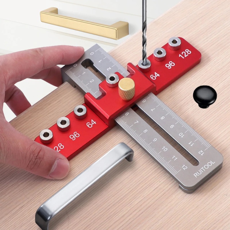Woodworking Templates - Boorgids, punksjabloon, liniaal, verstelbare houtbewerkingsboorhulp voor