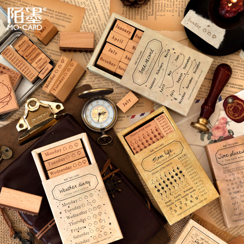 Woodworking Art - 1/7/10/12/13pcs/1set Vintage Houten Stempel DIY Galactische