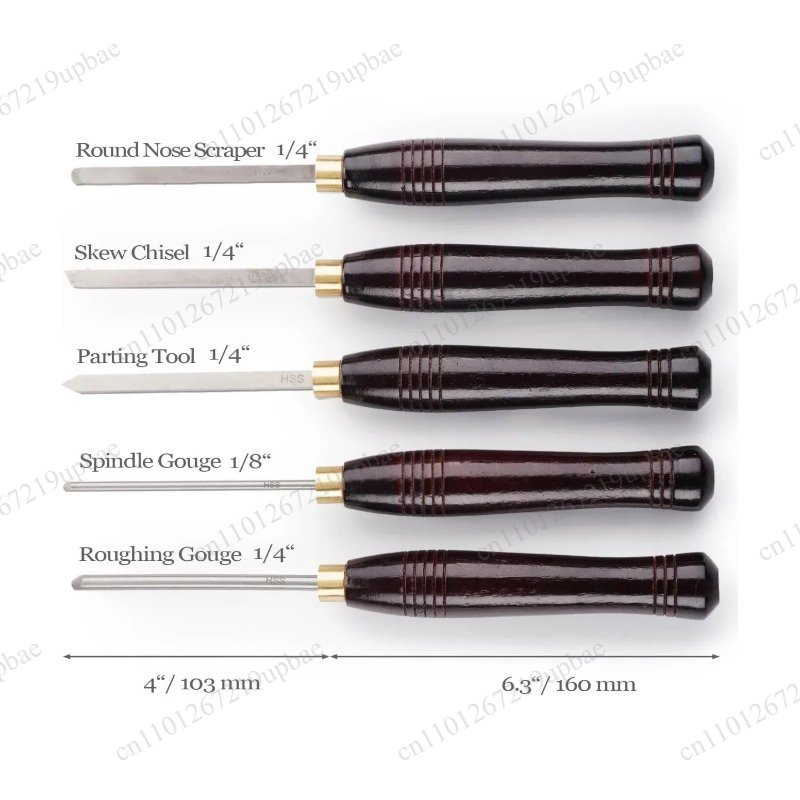 Wood Chisel Set - 5-delige HSS-draaibankbeitelset, snelstaal houtdraaigereedschap met houten