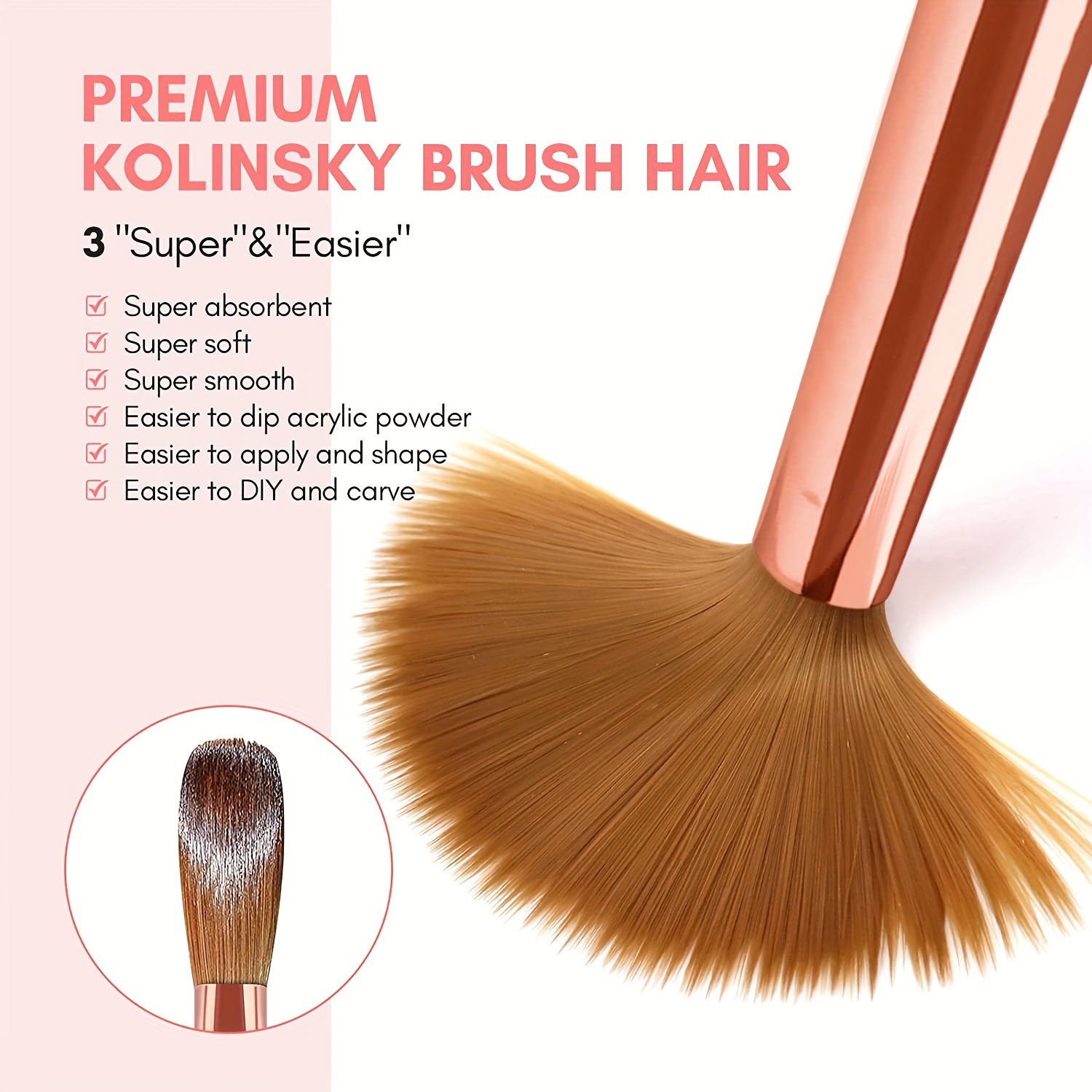 3pcs Kolinsky Acryl Nagelborst - Wood Chisel Set recensie en prijs
